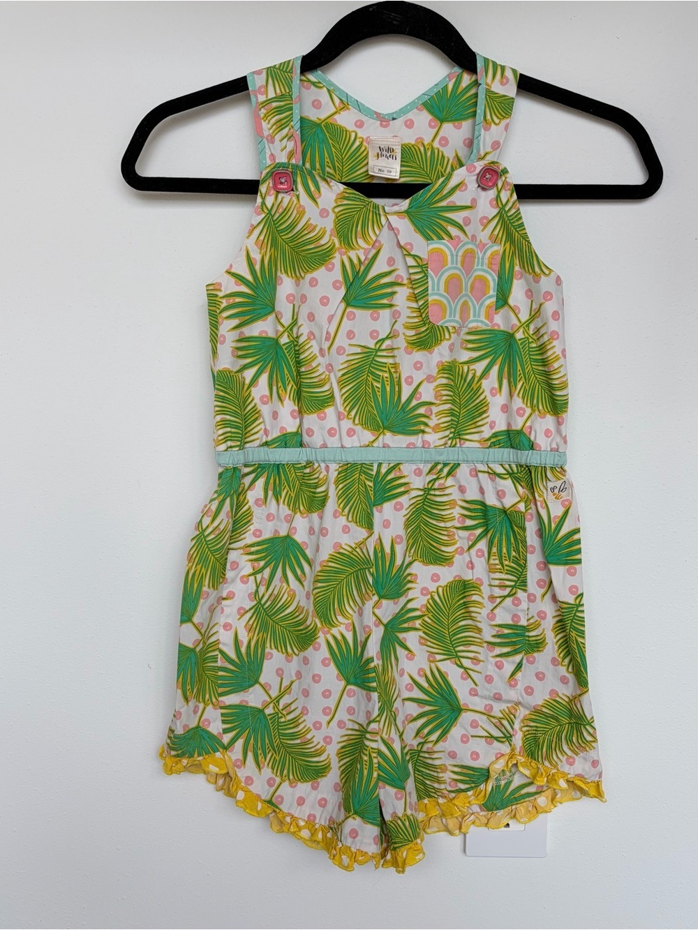 WildFlowers Girls Romper Size 10 Palm Leaf Tropical Print Ruffle Boutique